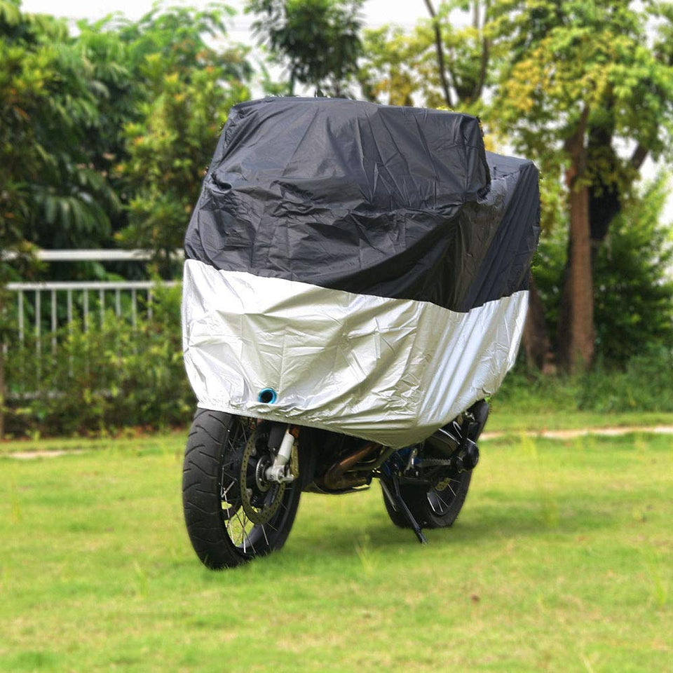 NEWKIBOU Funda para Motocicleta, Funda para Moto Cubierta Impermeable Funda Protector 190T, protección contra el Polvo, escombros, Lluvia y Clima, Aptos para Motocicletas como Honda, Yamaha, Suzuki, Harley y más(XXL)